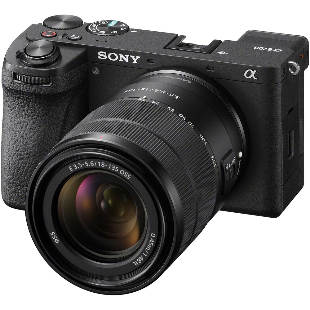 Sony A6700 Alpha Aps-C Mirrorless Camera 26Mp 4K With 18-135Mm Lens Kit Ilce-6700M Bundle With Deco Gear Photography Bag + Flash