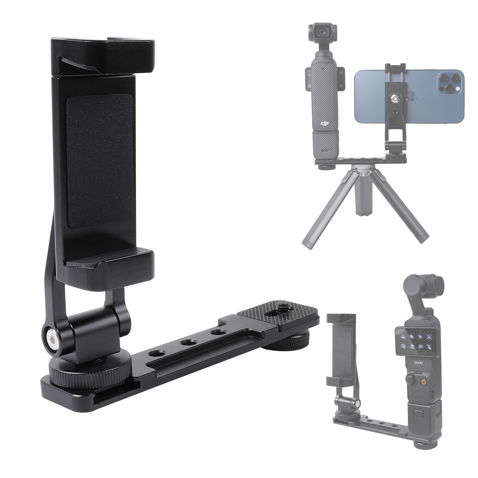 Leenconghui Aluminium Alloy Phone Holder Mount For Dji Pocket 3, Cell Phone Holder Tripod Adapter Phone Clip Expansion Accessori