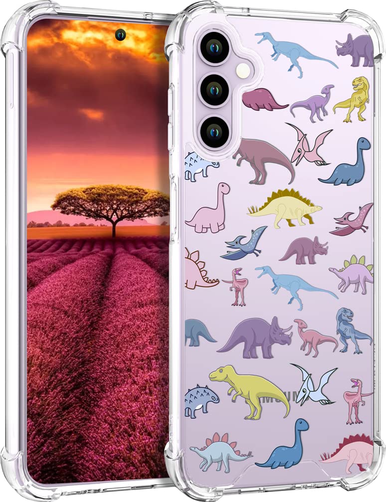 Topgraph Case Cute Dinosaur Clear For Women Girly Designer Girls For Galaxy S23+ Plus, Cute Silicone Transparent Phone Case Dino