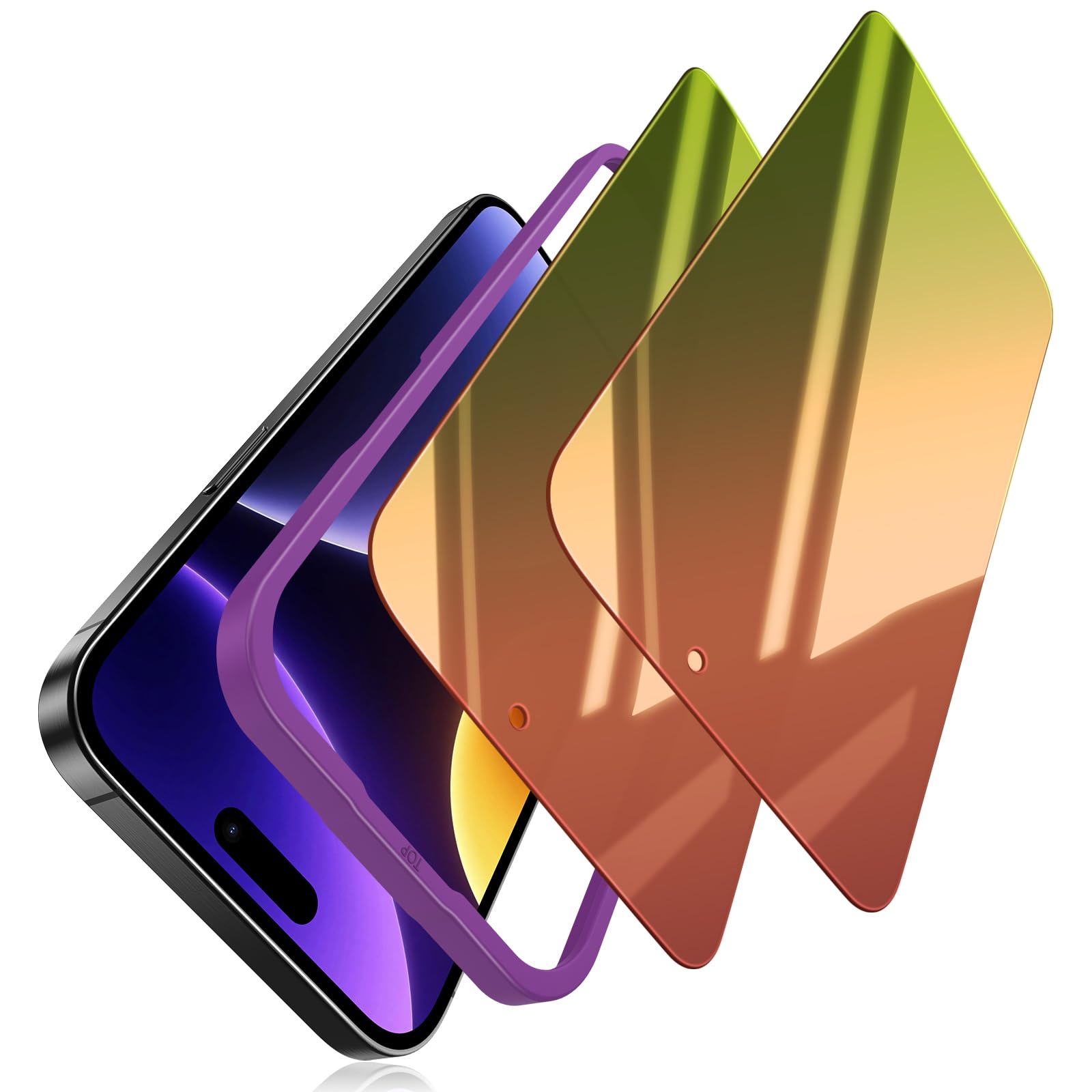 Sorlnern (2 Pack) Tempered Glass Privacy Screen Protector Compatible For Iphone 16 Pro, Red To Green Gradient, Shatterproof, Ant