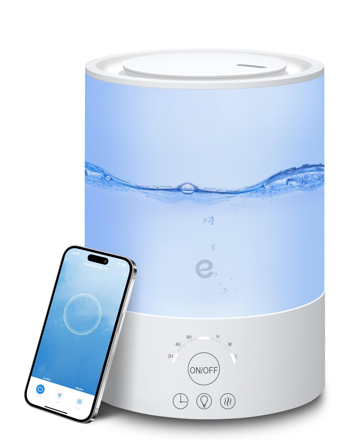Esemoil Humidifiers For Bedroom, For Large Room, 2.5L Top Fill Cool Mist Humidifiers For Baby, Plants, Smart Wifi Air Humidifier