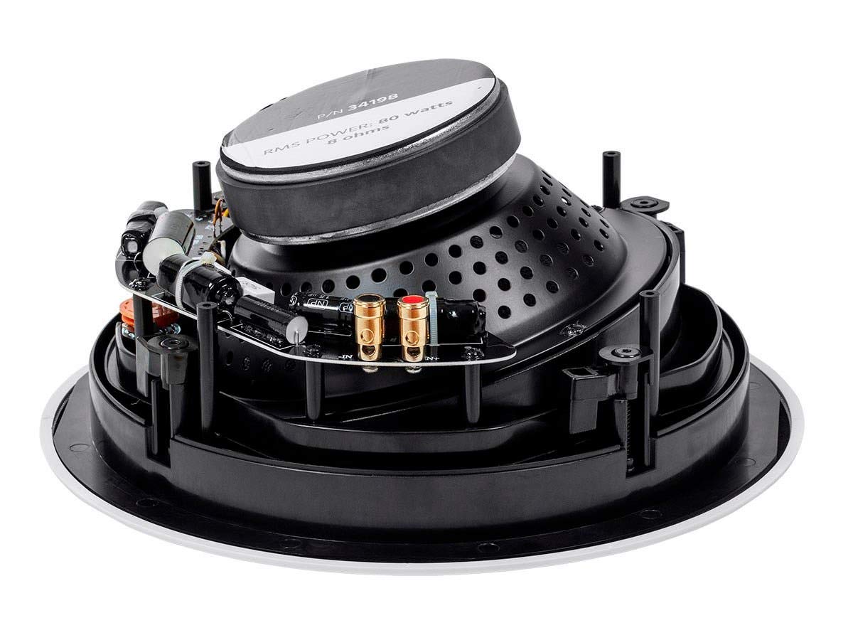Monoprice 2 Way Carbon Fiber In Ceiling Speakers   8 Inch, With 15 Degree Angled Drivers, Pair, Black   Alpha Series