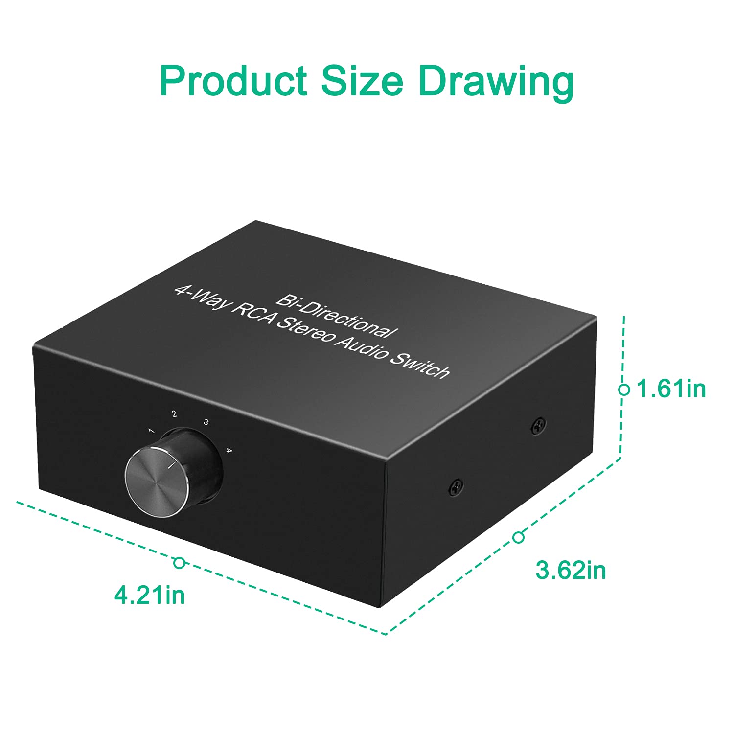 4 Port Bi Directional Audio Switcher, 4 Way Stereo L/R Sound Channel 1 In 4 Out Or 4 In 1 Out, L/R Sound Channel Audio Switch Splitter Rca Stereo Switch Selector For Dvd Stereo Speaker Cd Player