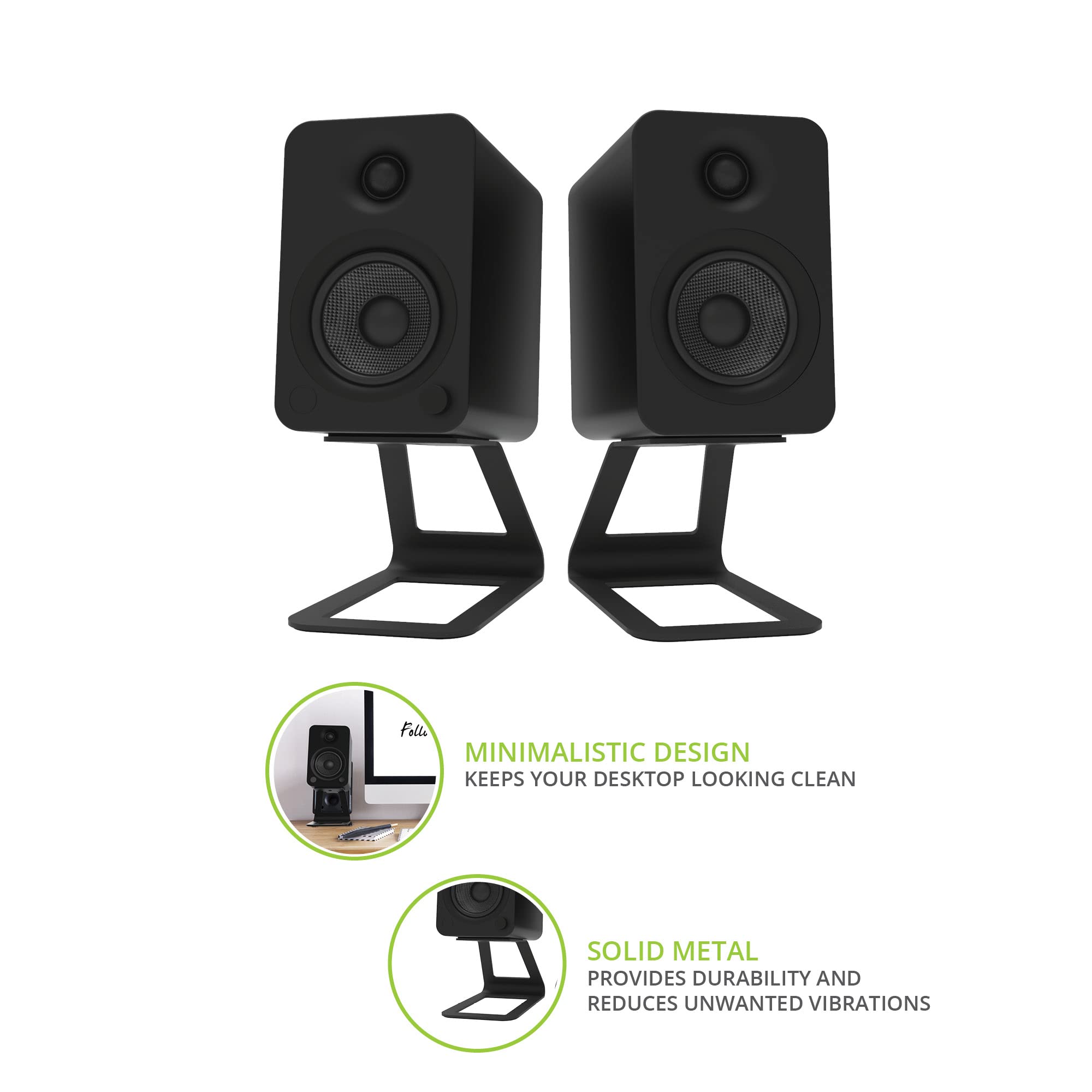 Kanto Se4 Speaker Stand, Black, Metal   Pair, 5.6In, 9Lbs Load Capacity, 2.0Mm Silicone Padding, 1/4'' 20 Mounting, Universal Fi