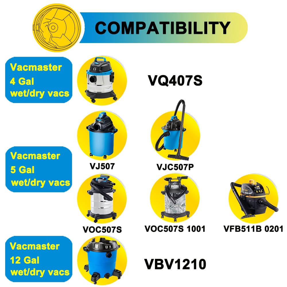 Spacetent 10 Pack Vrc5 Cloth Filters For Most Vacmaster 4 To 16 Gallon Wet/Dry Vacuums.