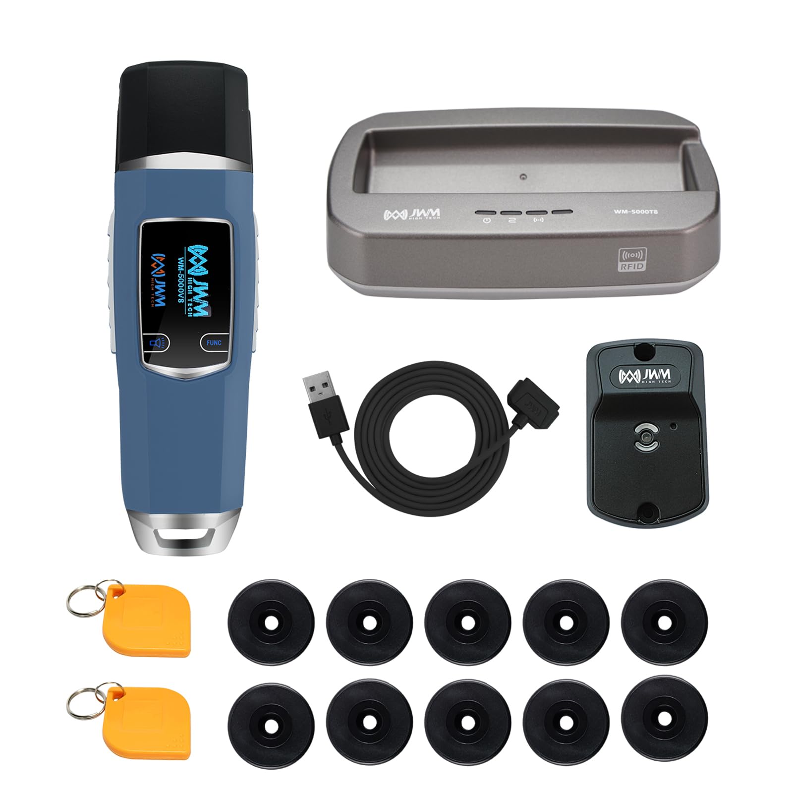 Jwm Long Range Guard Tour Patrol System With Downloader, Rfid Flashlight Security Guard Equipment With Oled Screen, Free Cloud S