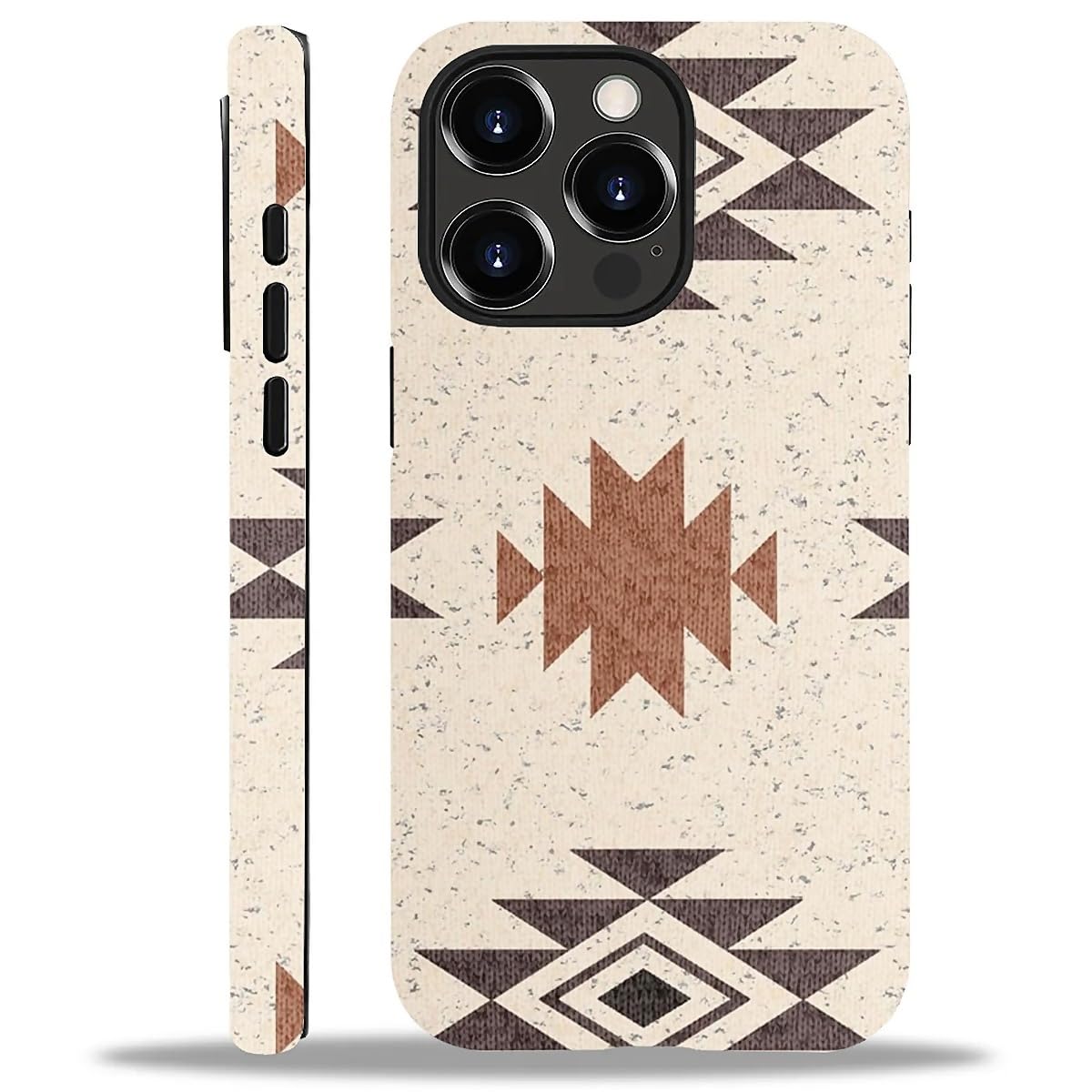 WANKBLC Compatible with iPhone 15 Pro Matte Case, Western Boho Aztec Pattern for Girl Full Body Design Soft Silicone Drop Shock 