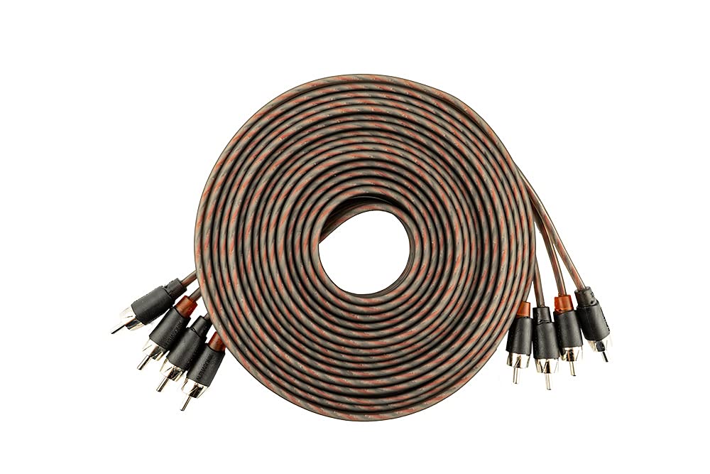 Alphasonik 17 Feet Premium 4 Channel Hyper Flex Rca Interconnect Signal Patch Audio Cable With X Radial Twist Wire Technology 10
