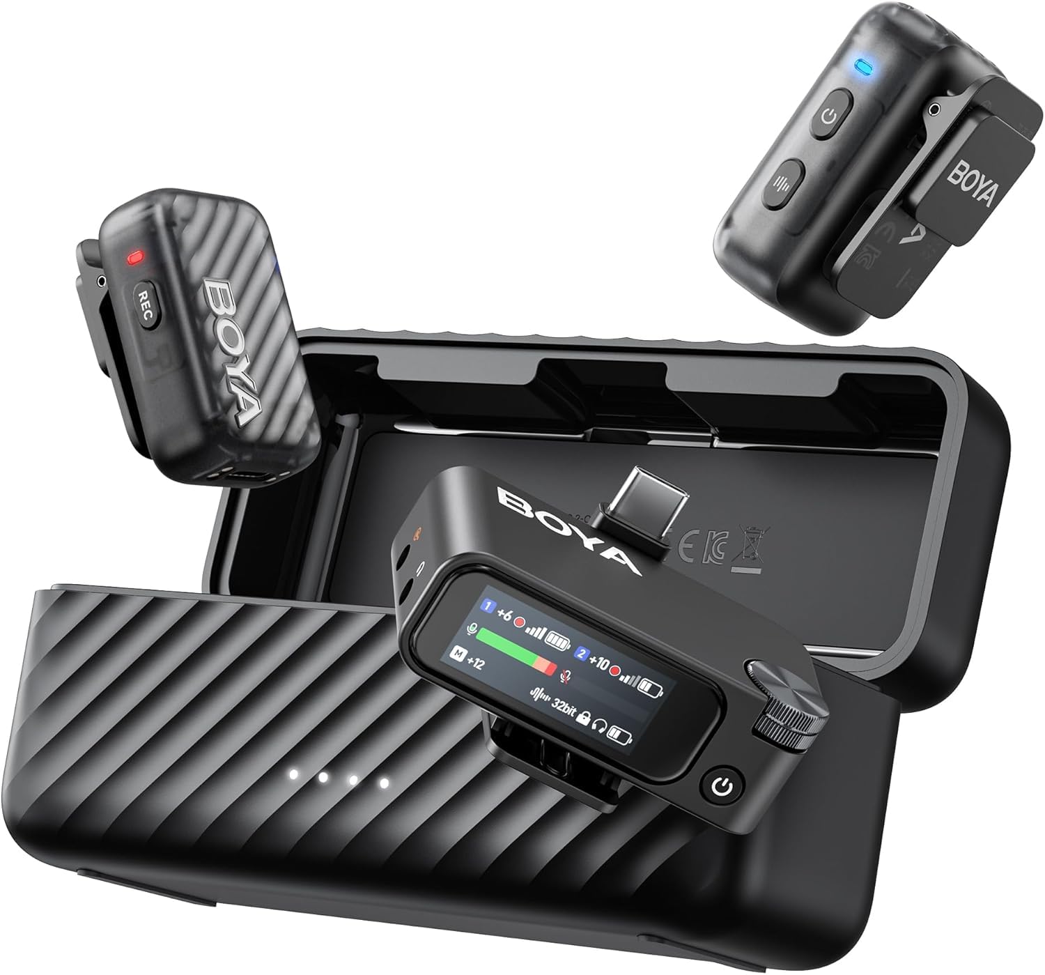 BOYA BOYAMIC 2 Wireless Microphones for iPhone 15-16/Android/PC/Camera,AI Noise Cancellation,32-bit Float Internal Recording,984