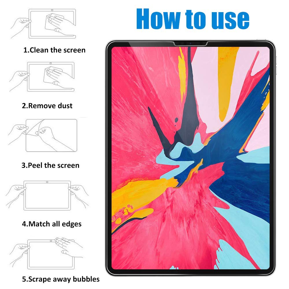 Vultic Screen Protector [3 Pack] For Ipad Pro 12.9 Inch (3Rd/4Th/5Th/6Th Gen 2018/2020/2021/2022), Tempered Glass Film Cover