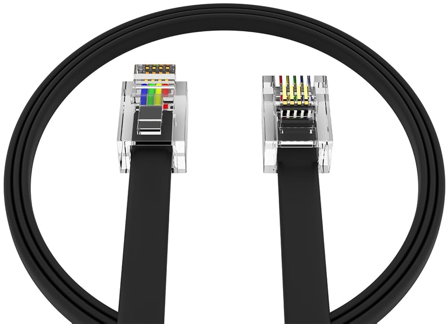 Amzpro (1 Pack) 4 Feet Black Telephone Cable 6P4C Rj11 Male To Male, Made In Usa Pro Grade Phone Line Cord