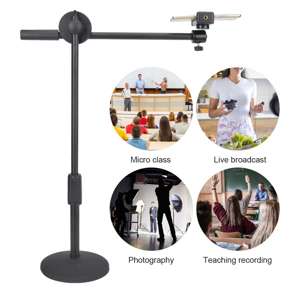 Hilitand Phone Photography Video Bracket Stand,360� Rotate Foldable Arm Overhead Low Angle Photo Shooting Live Recording Desktop Mount Stick Holder Extension Rod Pole,With 5.3 10Cm Phone