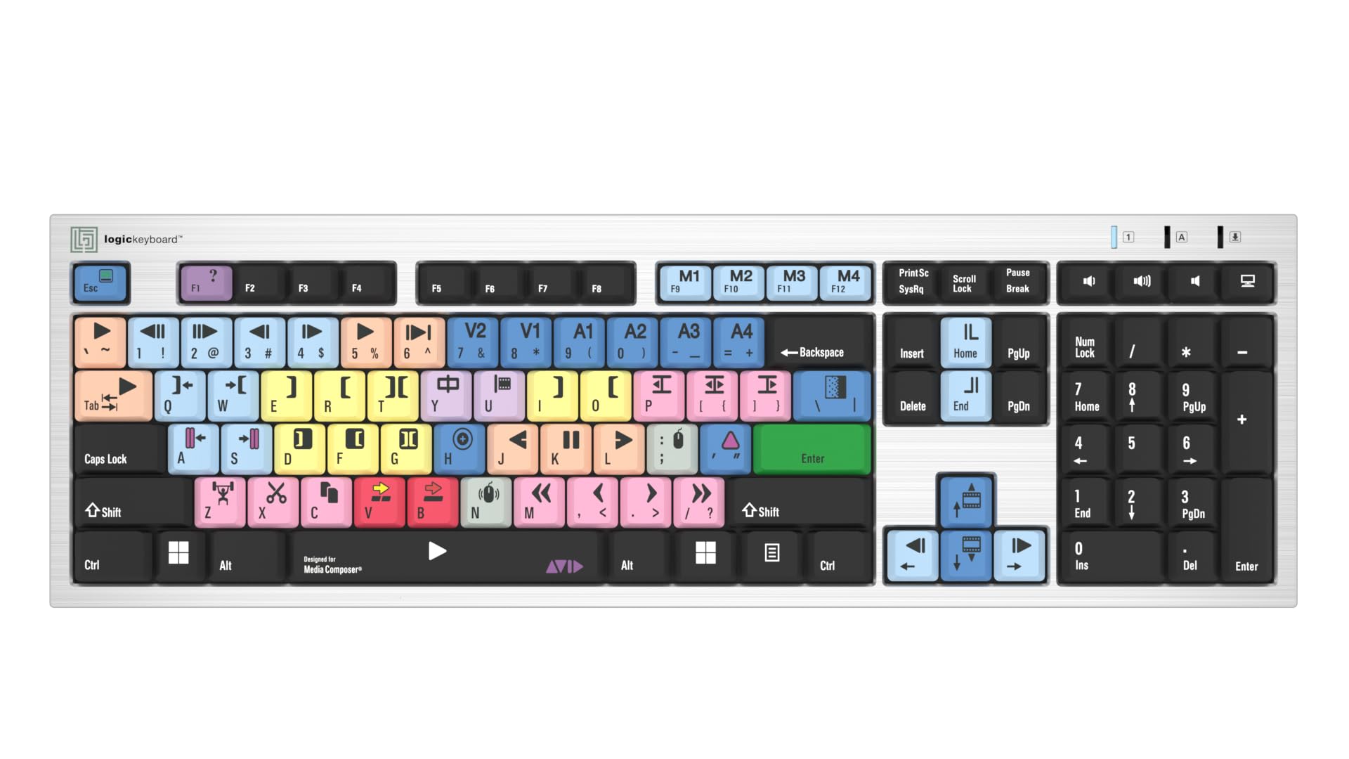 Logickeyboard Slimline Designed for use with Avid Media Composer on Windows PC  Classic Layout  p/n LKBU-MCOM4-AJPU-US