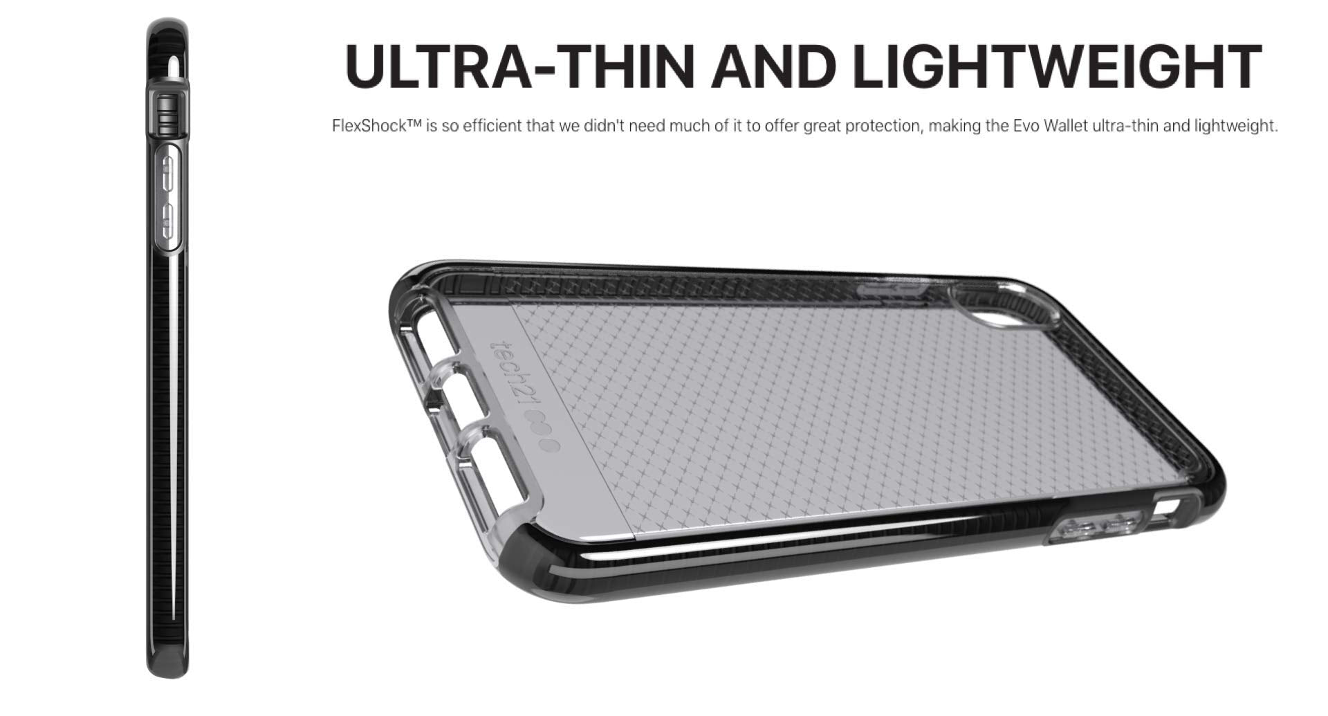 Tech21 Protective Thin Evo Check Pattern Back Case Cover For Apple Iphone Xs Max, Smokey Black