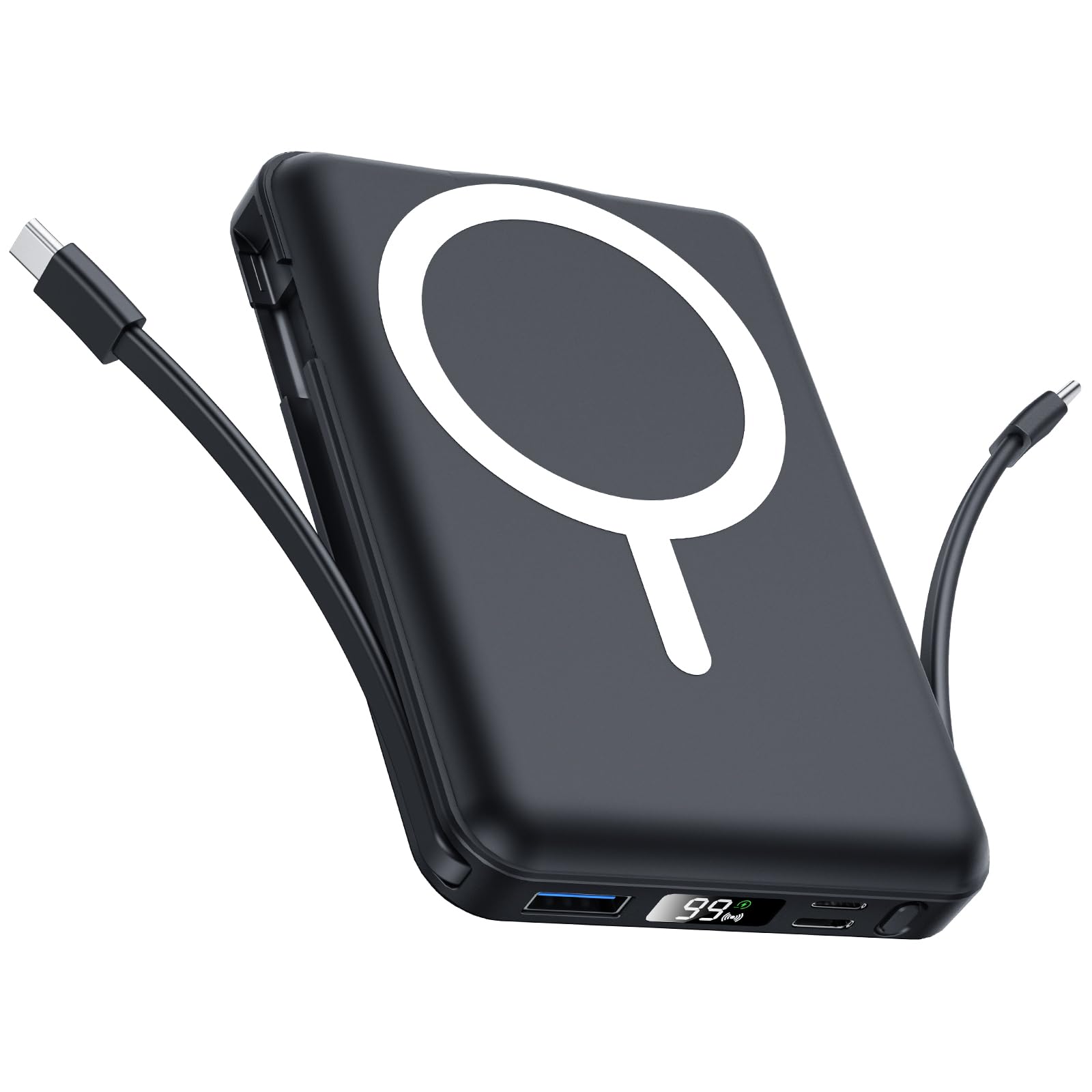 for Magsafe Portable Charger - 10000mAh Battery Pack for Magsafe with USB-C Cable and PD 20W USB C Fast Charging LED Display, Ma