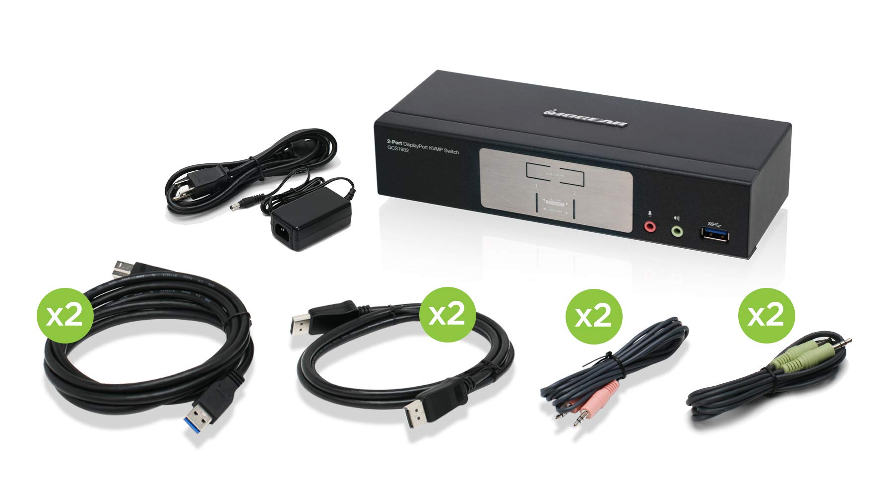 2 Port 4K Displayport Kvmp With Usb 3.1 Gen 1 Hub And Audio (Taa) Gcs1932