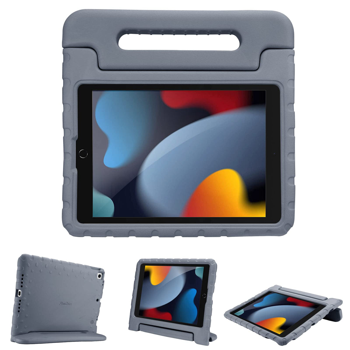 Procase Kids Case For Ipad 9Th Generation/Ipad 8/Ipad 7, Ipad 10.2 Case 2021 2020 2019/Ipad Air 10.5/Ipad Pro 10.5 Kids Case, Shockproof Lightweight Case With Convertible Handle Stand Grey