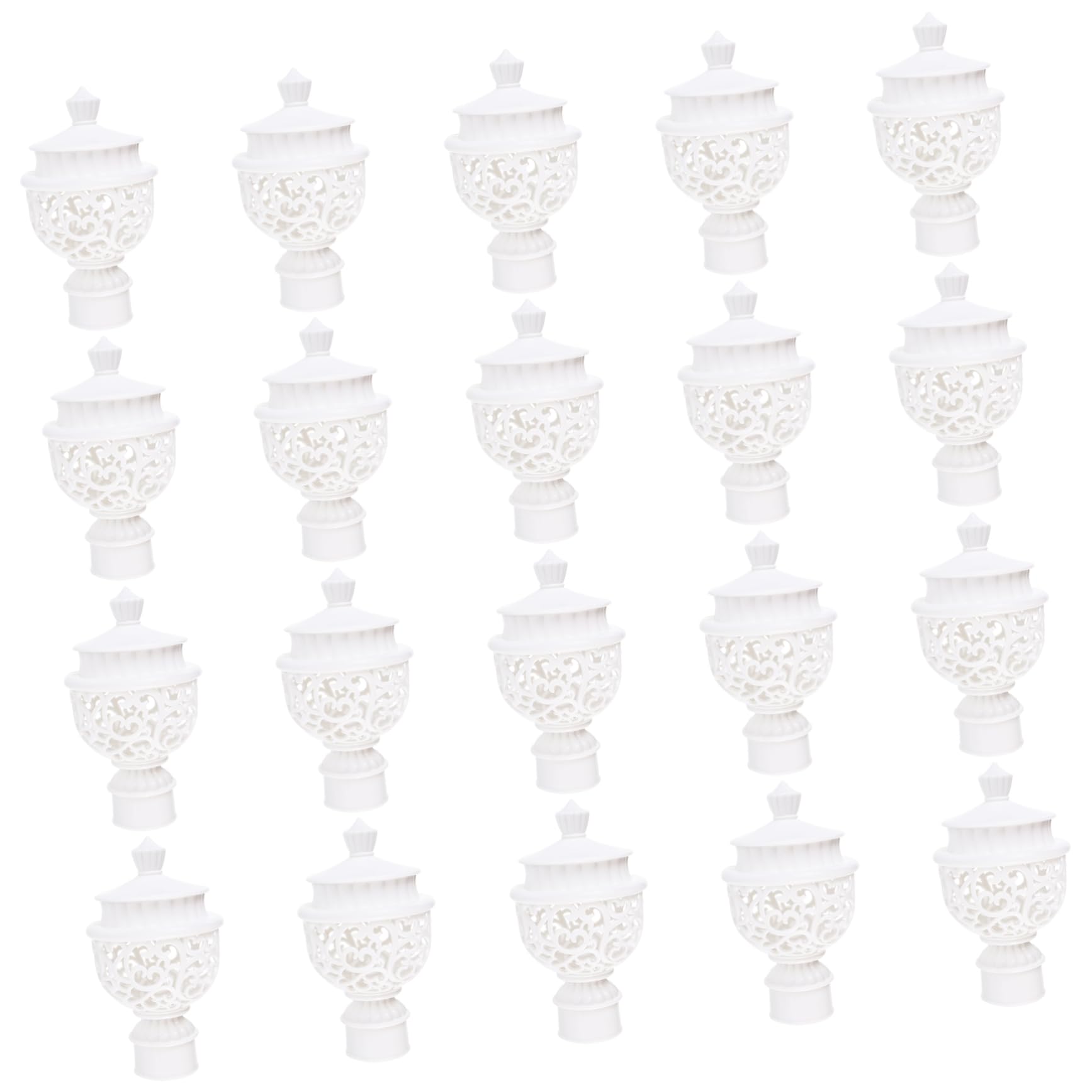 Homoyoyo 20pcs Decorative Curtain Rod End Caps Hollow Design Curtain Rod Accessories White for Standard and Tension Easy to Inst