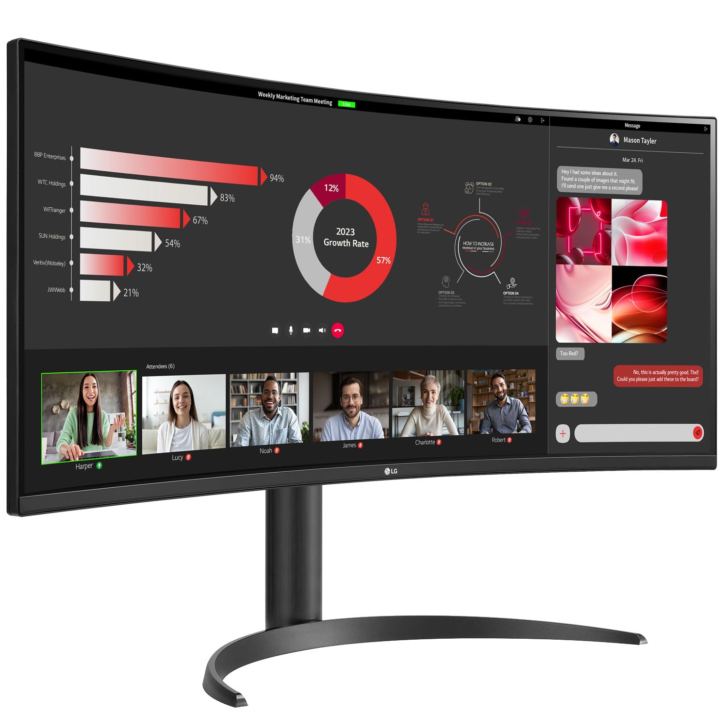 Lg 34Wr55Qc B 34'' Curved Ultrawide Wqhd Hdr 10 100Hz Monitor With Usb Type C, 3440X1440 Curved Display, 100Hz Refresh Rate, Amd