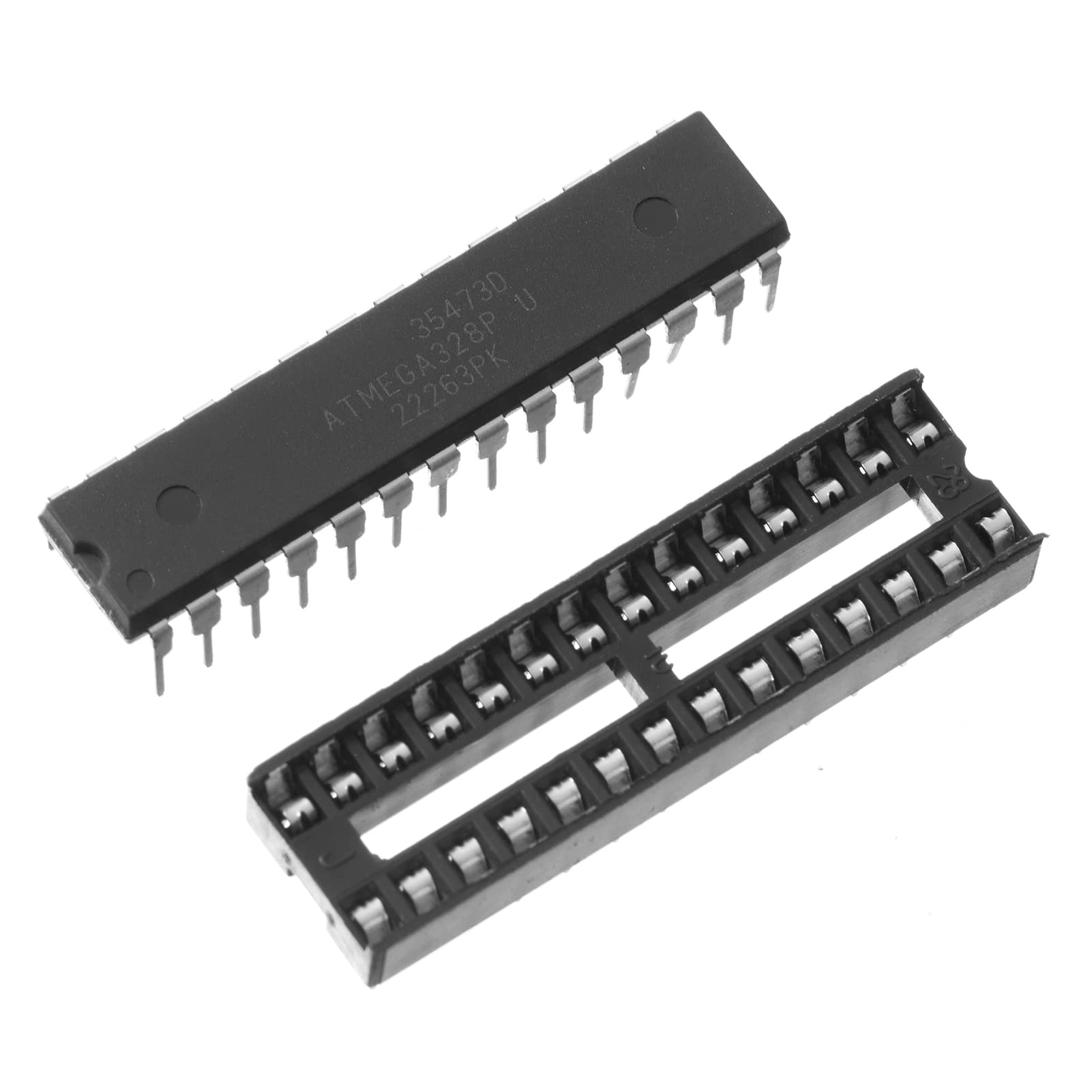 Bridgold 1Pcs Atmega328P Pu(Includes 28P Ic Base) 8 Bit Microcontroller,4/8/16/32K Bytes In System Programmable Flash,Dip 28.