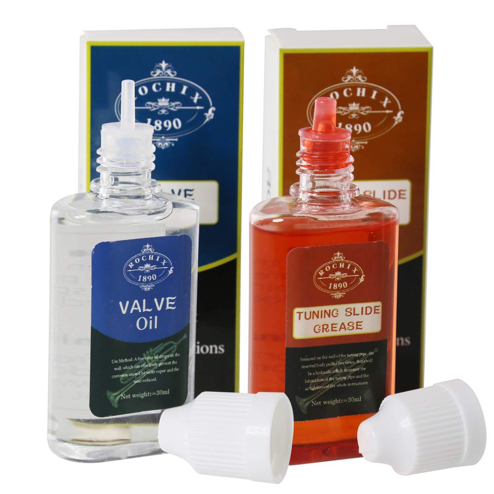 Rochix Synthetic Valve Oil & Tuning Slide Grease For Trumpet,Trombone,French Horn,Tuba,Euphonium And Other Brass Instruments