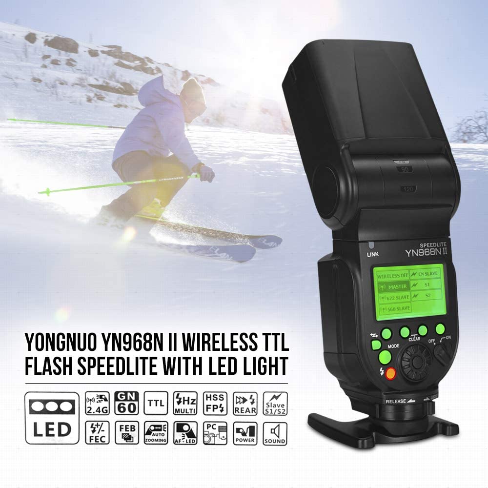 Yongnuo Yn968N Ii Yn968Nii Gn60, Wireless On Camera Flash Speedlite Unit, Hss Ttl 1/8000S, For Nikon D7300 D7200 D7100 D5600 D55
