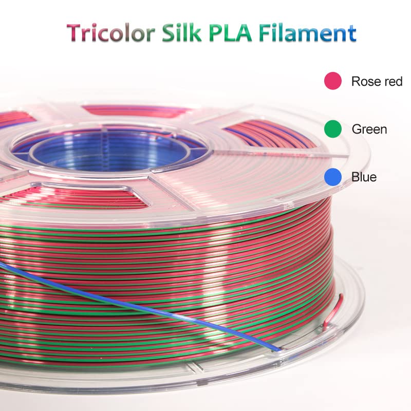 Isanmate Pla Filament 1.75Mm, Tri Colors Pla Filament, Color Change Pla Rainbow Filament, Coextrusion Silk Pla +/  0.02 Mm, 1Kg
