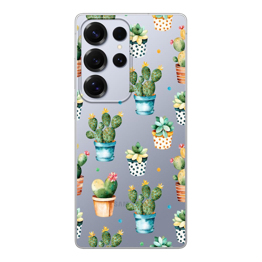 Blingy'S For Samsung Galaxy S25 Ultra Case, Cute Cactus Design Fun Succulents Style Transparent Soft Tpu Protective Clear Case 6