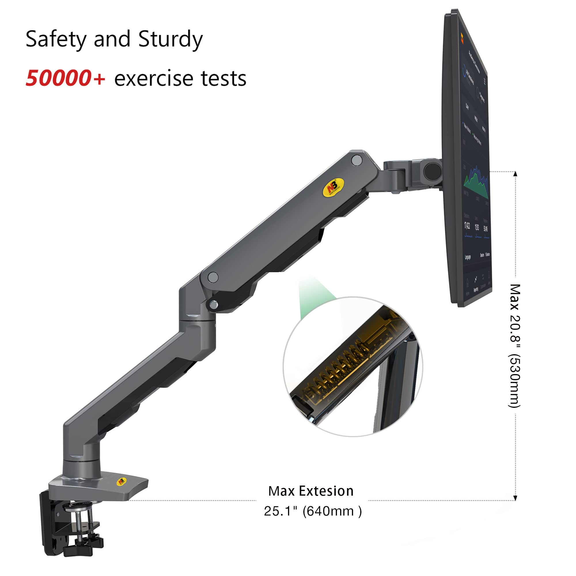 Nb North Bayou Heavy Duty Monitor Arm Desk Mount, Full Motion Monitor Stand Fit For 27'' 45'' Big Screen With Heavy Weight Capac
