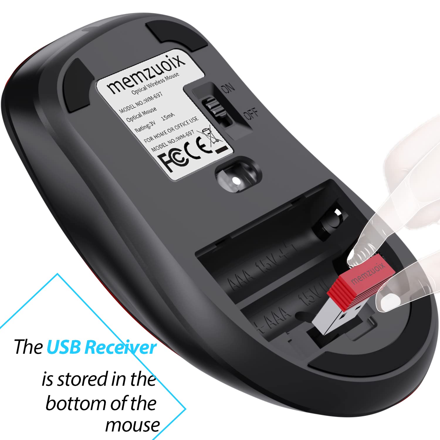 Memzuoix 2.4G Wireless Mouse, 1400 Dpi Computer Wireless Mouse With Usb Receiver, Portable Wireless Usb Mouse Battery Powered Cordless Mouse For Laptop, Pc, Desktop, 5 Buttons (Black)