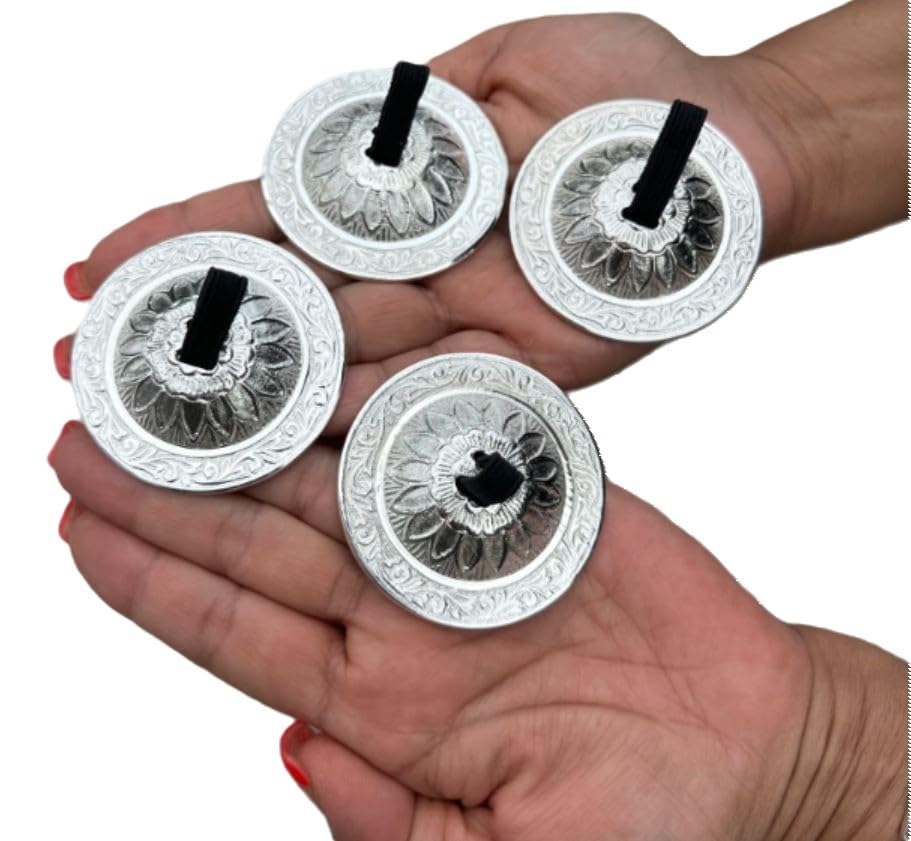 Dharmaobjects Belly Dancing Silver Lotus Pro Finger Cymbals Zills