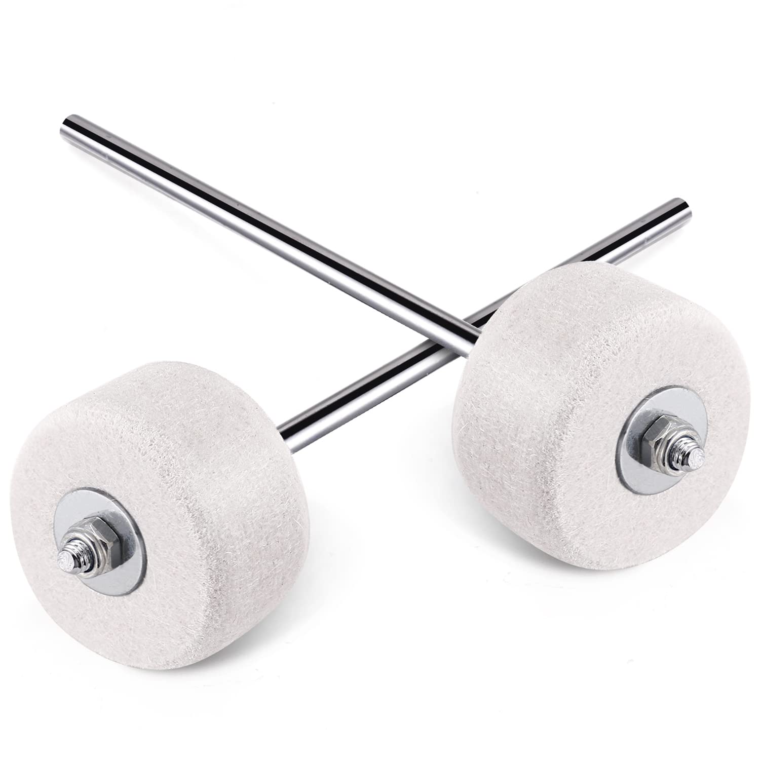 Facmogu 2Pcs Classic Felt Beater, White Felt Bass Drum Beater For Performance Convenient Drummer Replacement, Large Felt Beater For Drum Percussion Instrument Accessories Upgrade