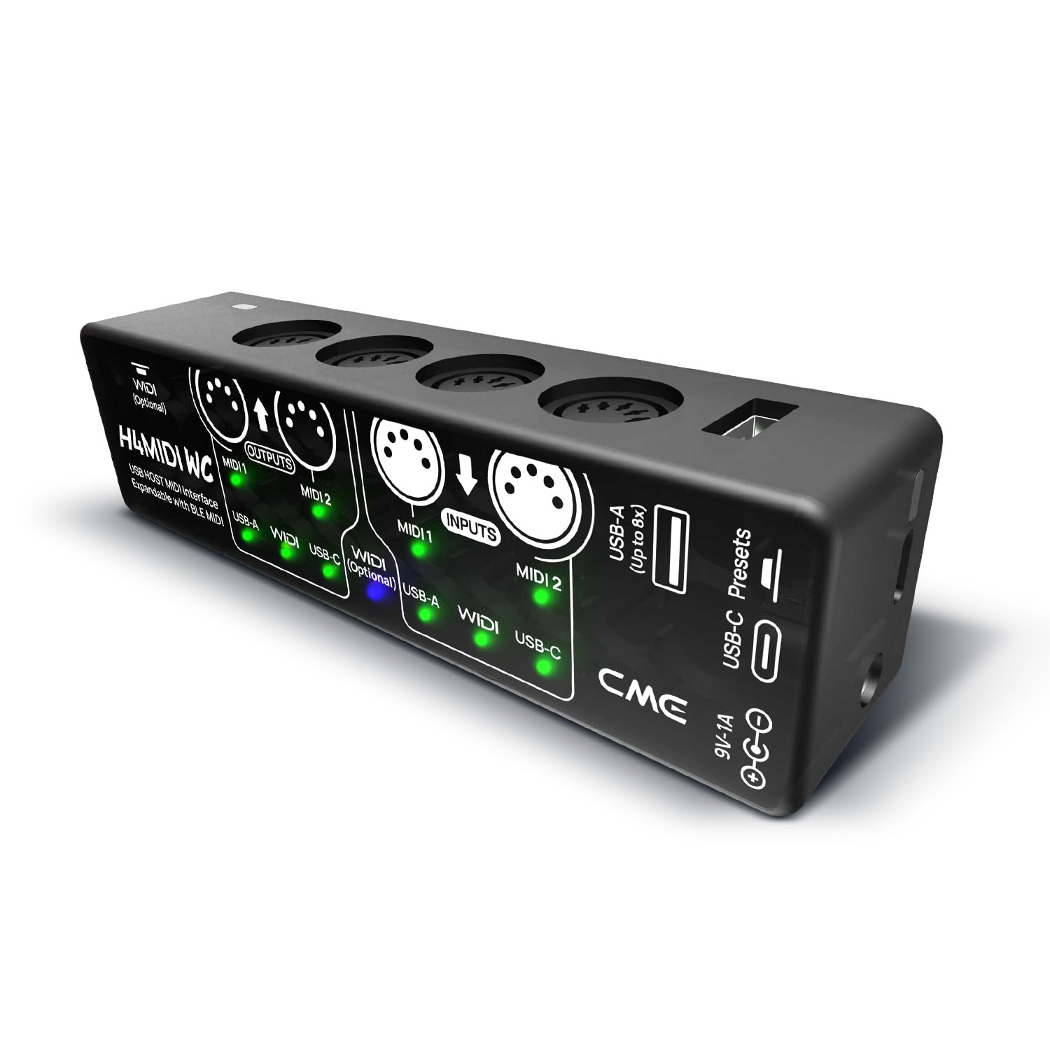 CME H4MIDI WC - Advanced USB Host MIDI Interface with Router, Filter, Mapper, Optional WIDI Bluetooth MIDI, Standalone 9V Power 