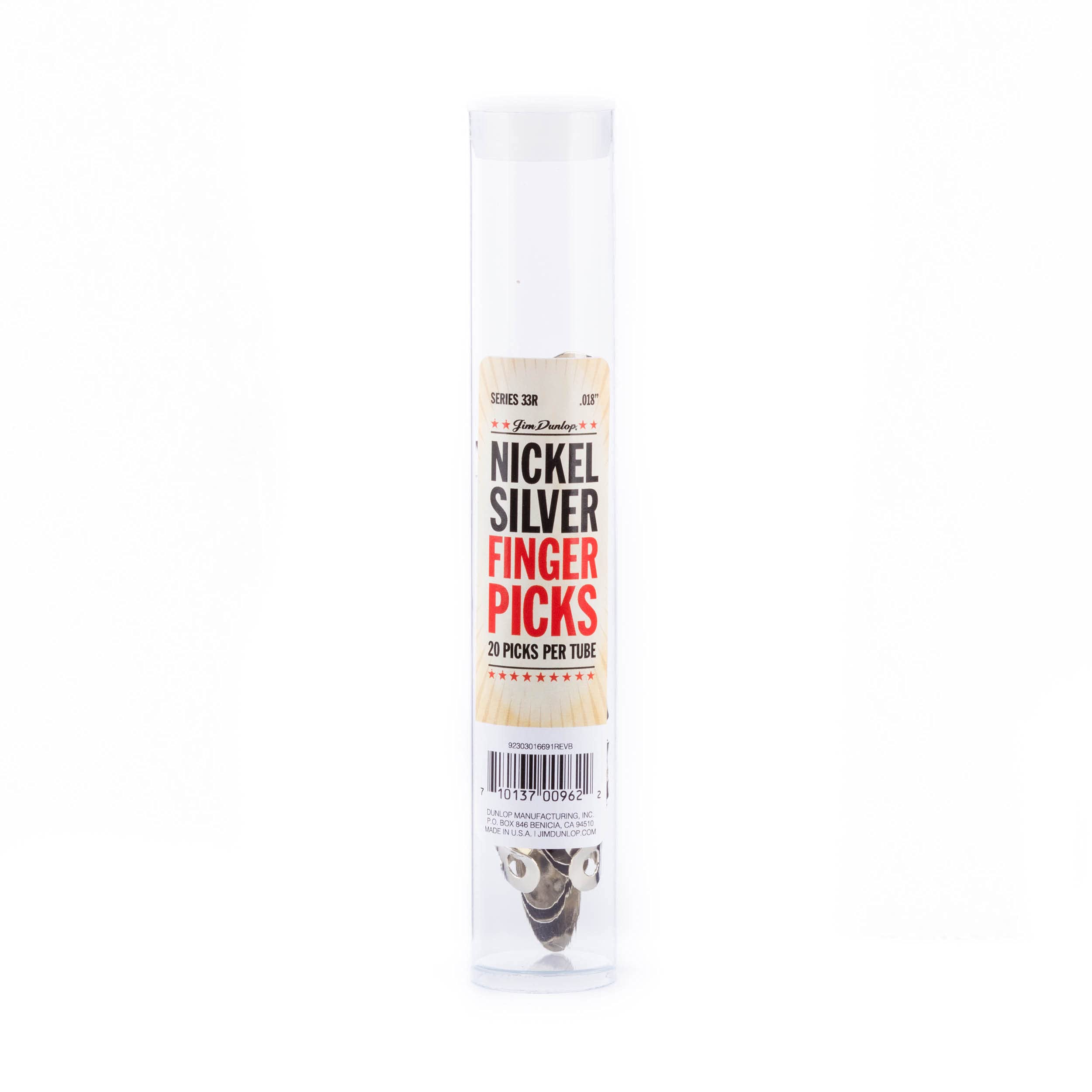 Jim Dunlop 33R18 .018 Inch Nickel Silver Finger And Thumbpicks, 20 Pack