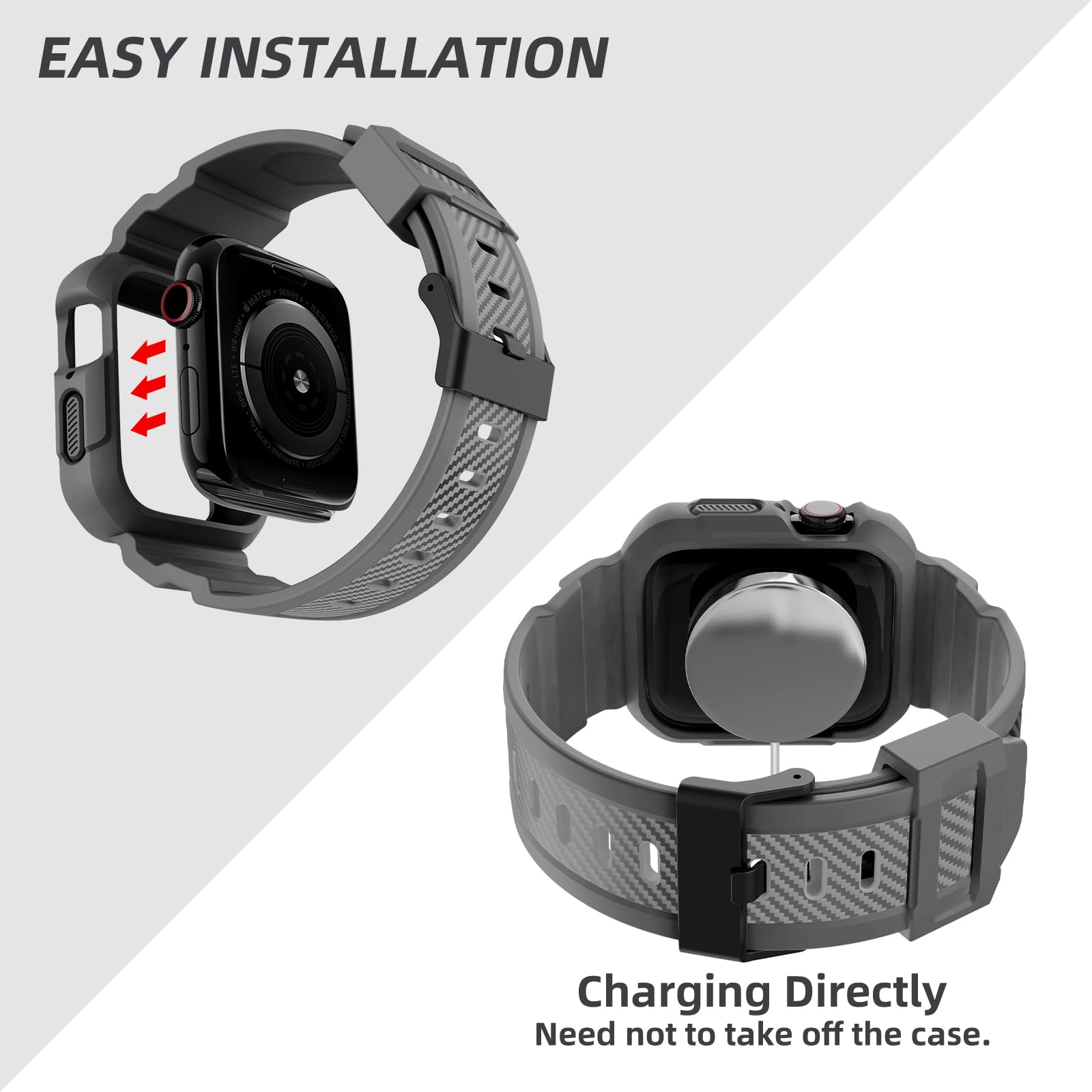 Orobay Compatible With Apple Watch Band 41Mm 40Mm 38Mm With Case, Shockproof Rugged Band Strap For Iwatch Se2 Se Series 9/8/7/6/