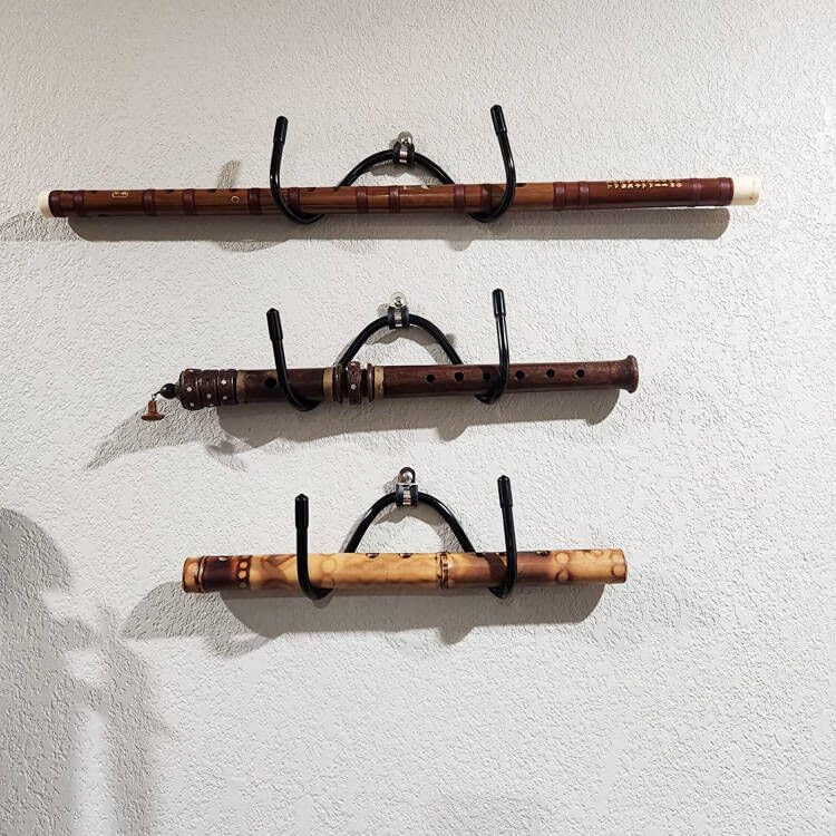 Auxphome 3 Pack Flute Wall Mount Hanger, Flute Wall Hanger Holder Flute Shelf Flute Display Rack   Keeps Your Instrument Within