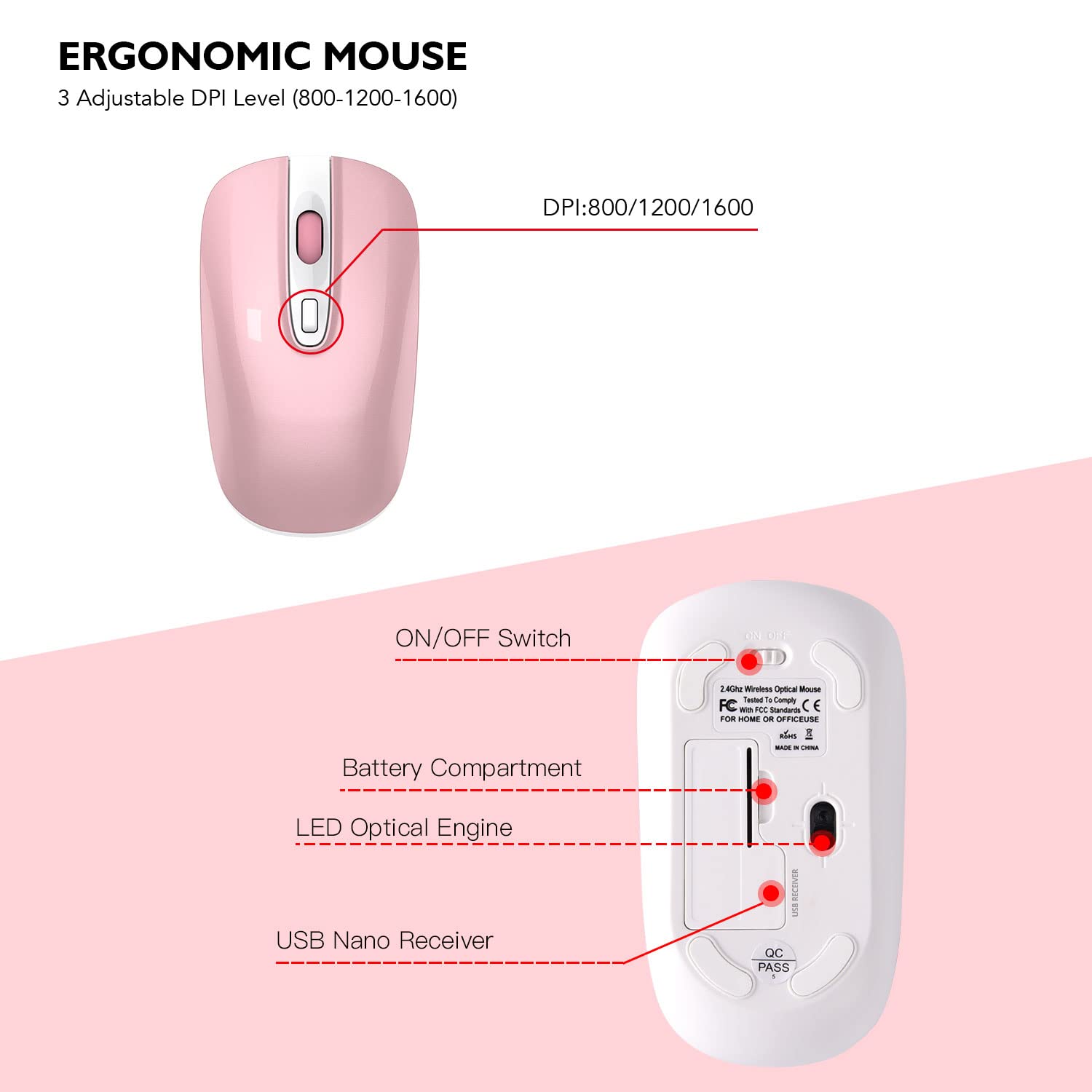 Cimetech Wireless Keyboard And Mouse Combo, Compact Full Size Wireless Keyboard And Mouse Set 2.4G Ultra-Thin Sleek Design For W