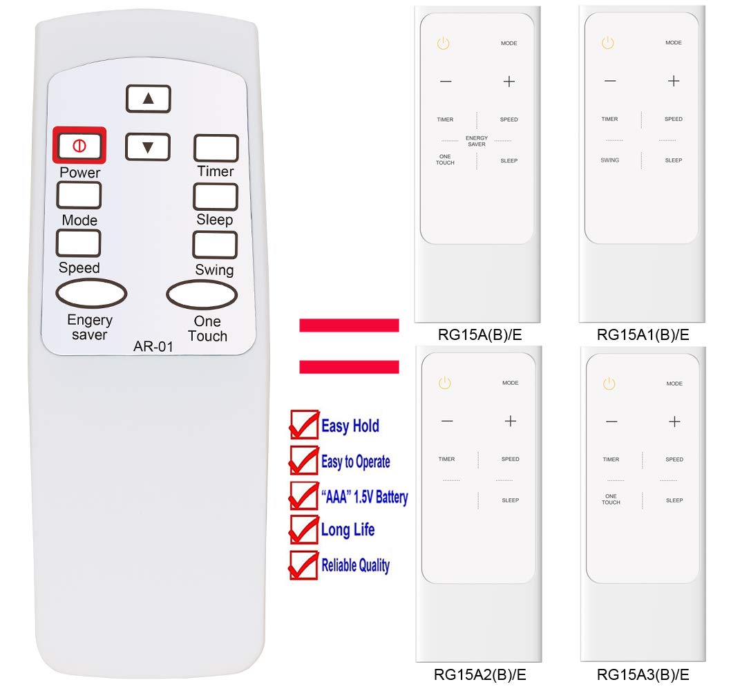Ying Ray Ha Ar 01 Replacement For Ocean Breeze Air Conditioner Remote Control Rg15A(B) Rg15A(B)/E Rg15A1(B)/E Rg15A2(B)/E Rg15A3