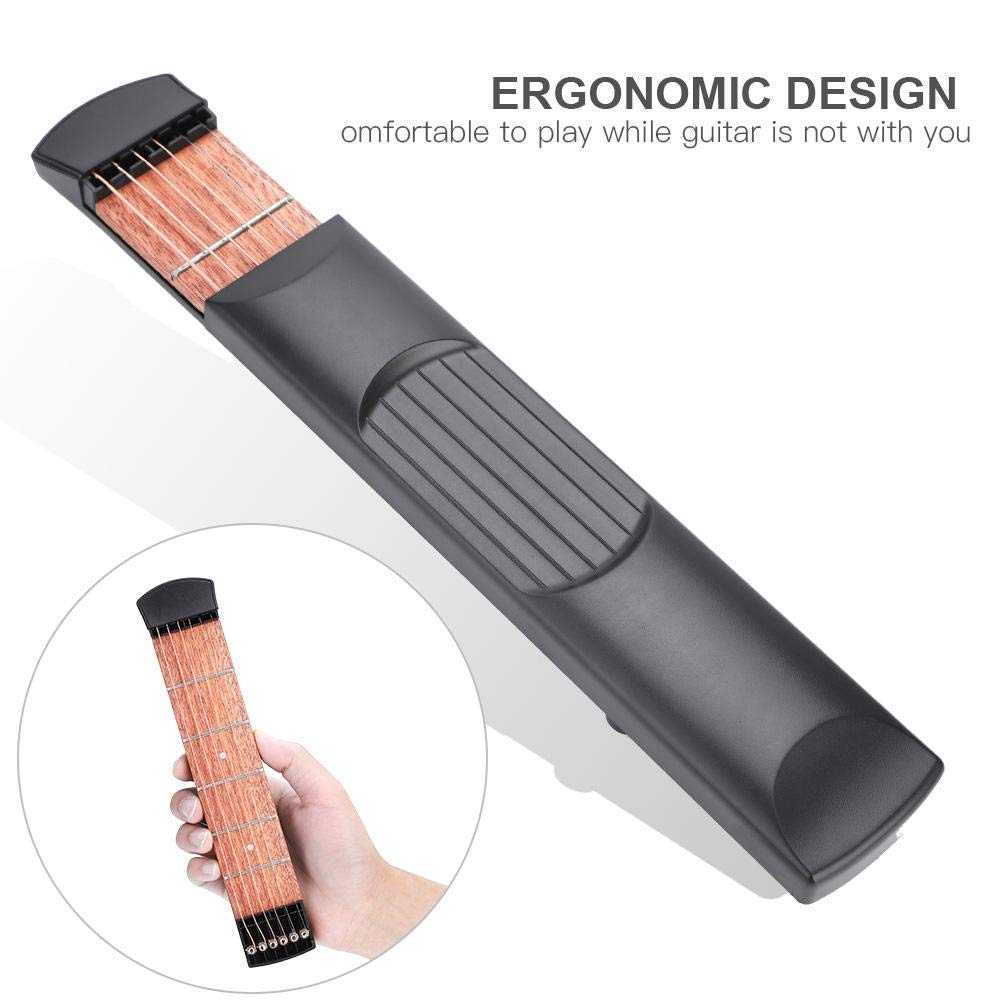 Pocket Guitar Mahogany Wood Practice Neck Left Hand Portable Guitar Chord Practice Tool For Beginner And Music Creators