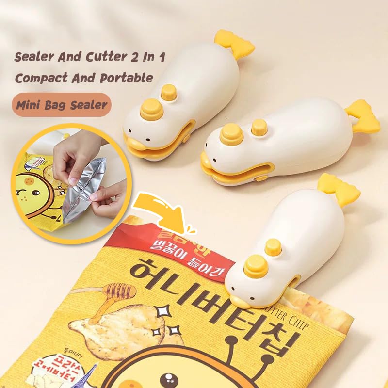 3-In-1 Mini Bag Sealer, Sealer And Cutter Heat Seal, Magnetic And Hanging Usb Rechargeable Sealer, Cute And Practical Kitchen Ga