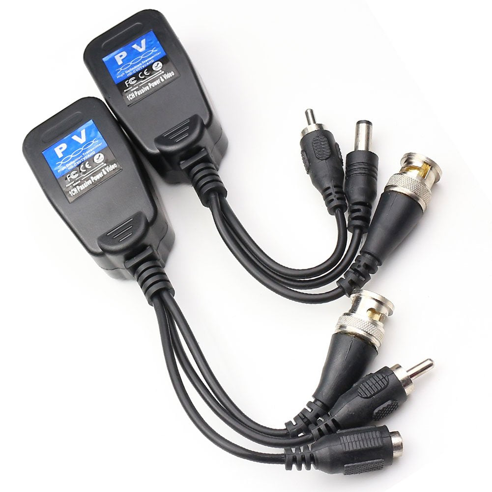 Anhan Passive Video Balun With Power Long Distance Network Transceiver Cat5E/Cat6 Cable To Bnc Male Connector Bnc To Rj45 Adapte