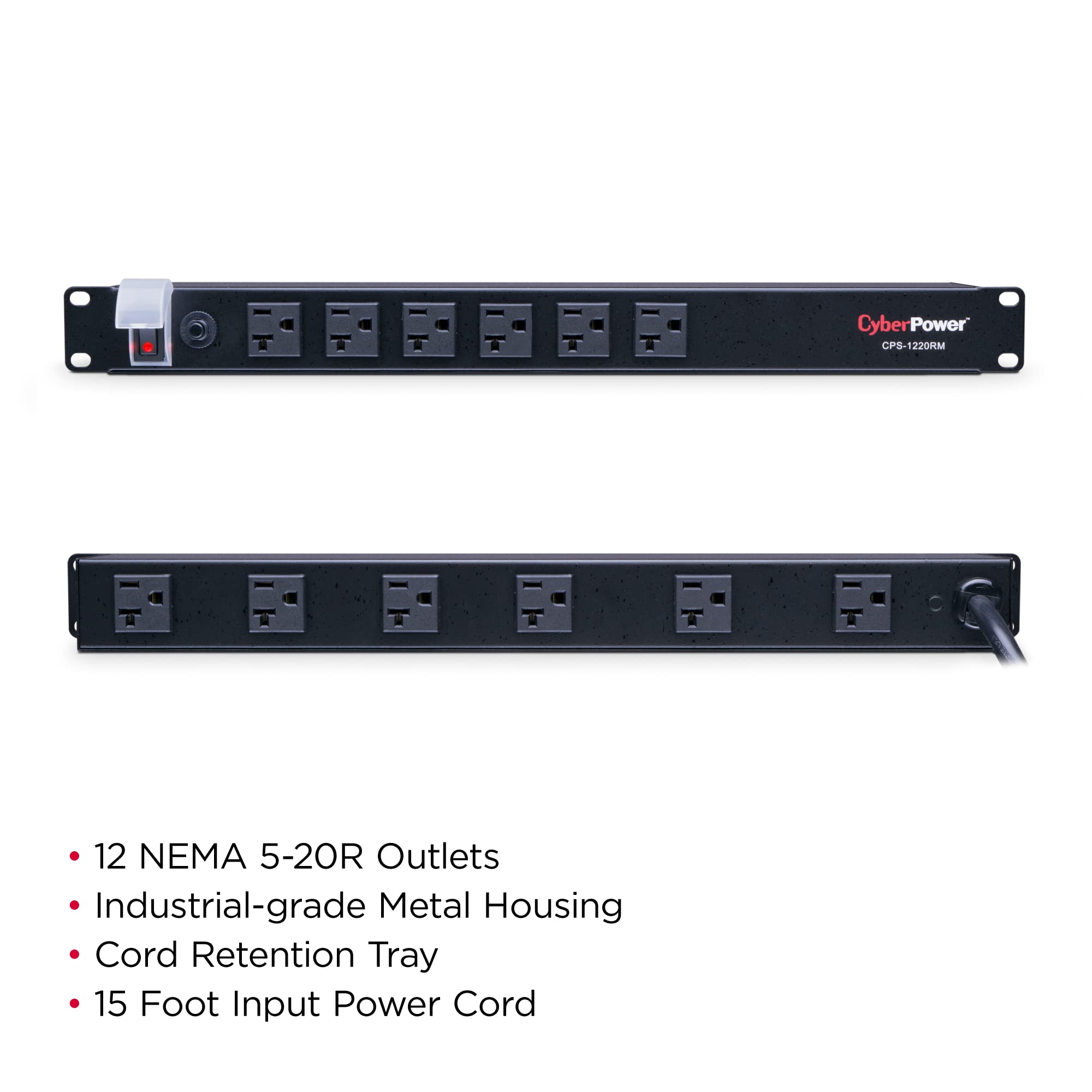Cyberpower Cps1220Rm Basic Pdu, 120V/20A, 12 Outlets, 15Ft Power Cord, 1U Rackmount