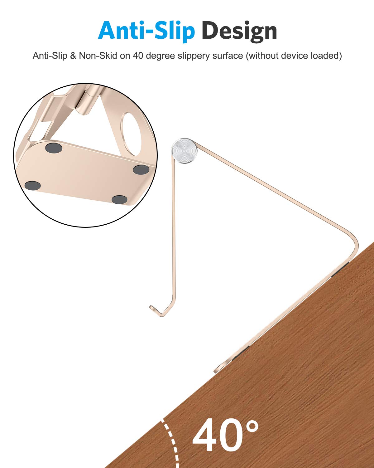 Omoton Tablet Stand Holder Adjustable, T1 Desktop Aluminum Tablet Dock Cradle Compatible With Ipad Air/Mini, Ipad 10.2/9.7, Ipad Pro 11/12.9, Samsung Tab And More, Gold