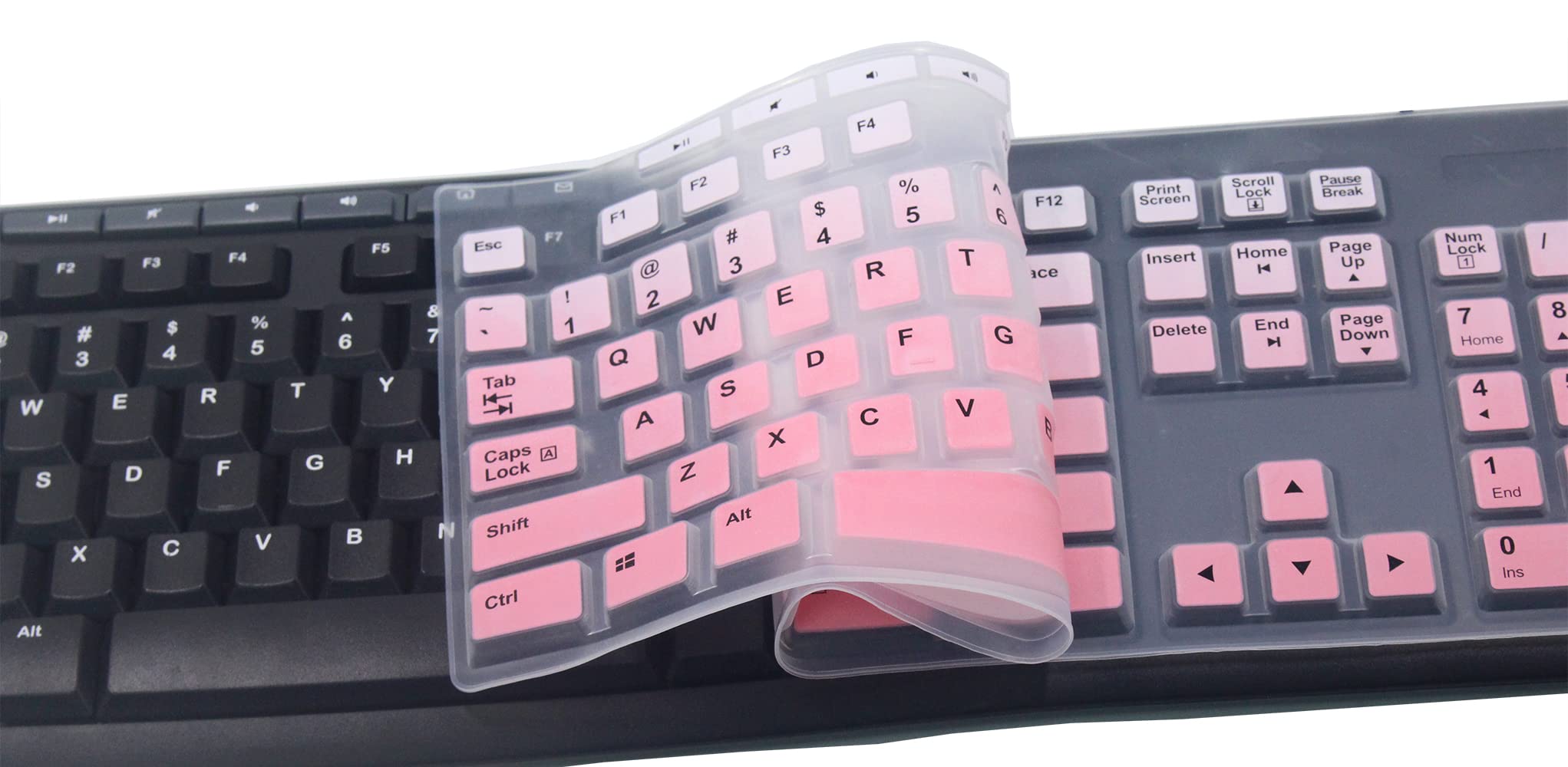 JuYuish Ultra Thin Silicone Keyboard Cover for Logitech MK Series - Gradient Pink, US Keyboard Layout
