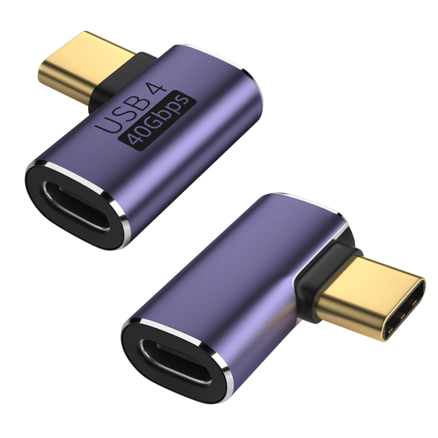 Areme 2 Pack Usb C Male To Female Adapter, 90 Degree Right Angle 100W Type C Extender Adapter For Thunderbolt 4/3, Macbook Pro/Air, Laptop, Phones And More Type C Devices (Purple)