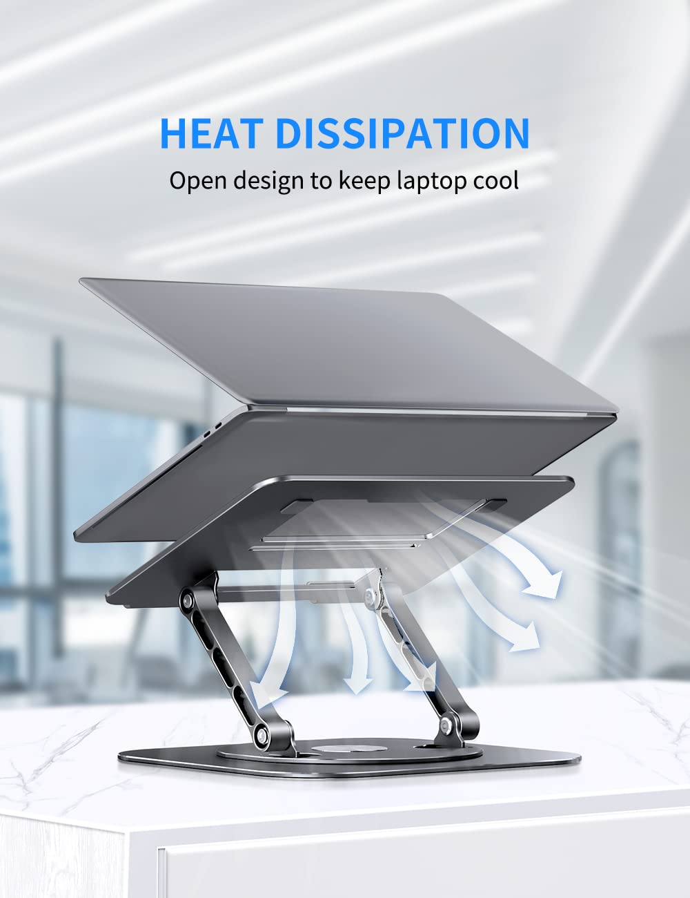 Aoevi Adjustable Laptop Stand With 360 Rotating Base, Computer Stand For Laptop Ergonimic Foldable Laptop Riser For Desk Compati