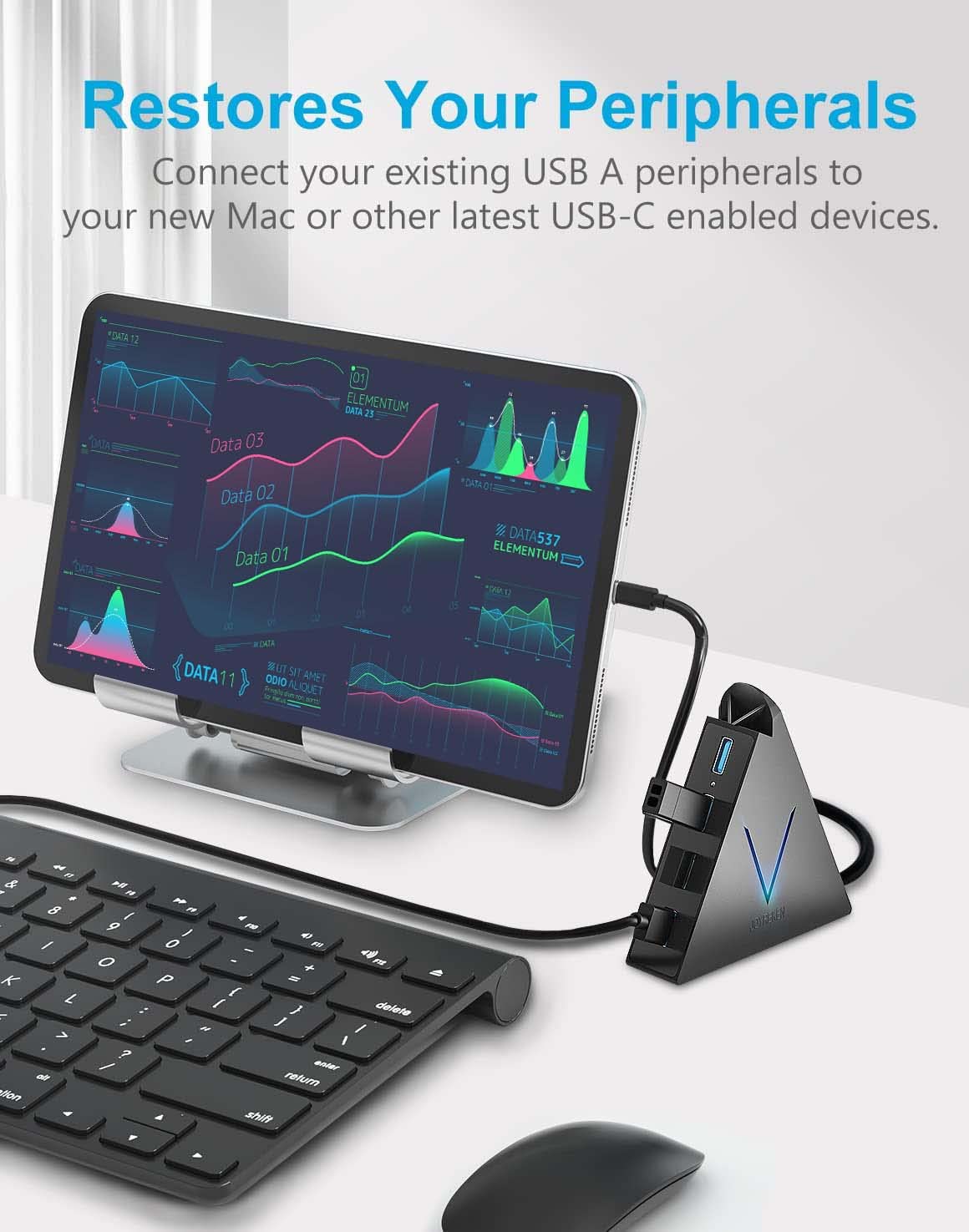 Usb C Hub 4 Ports Joyreken,Usb Hub Tower With 2 Ft Extended Cable,Type C To Usb Hub Compatible With Macbook,Mac Pro/Mini,Imac,Ga