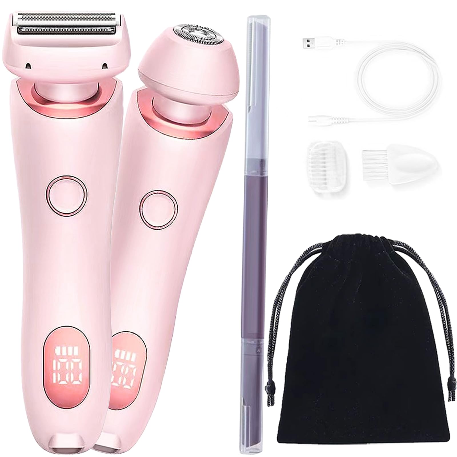 Generic Silky Glow 2 In 1 Body Shaver, Electric Razors Kit For Women, Rechargeable, Pink, Feminine Elegance, Waterproof, Usb Cha