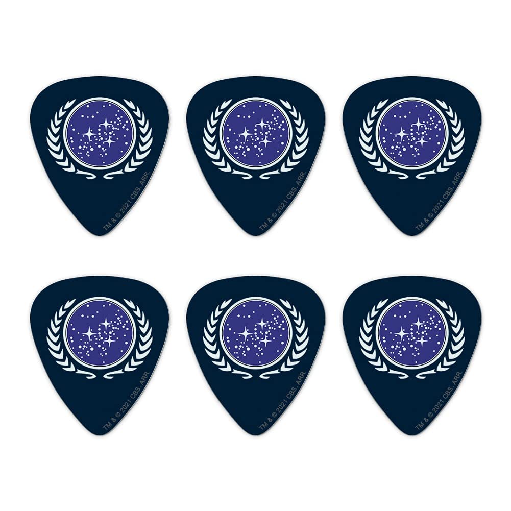 Star Trek United Federation Of Planets Logo Novelty Guitar Picks Medium Gauge  Set Of 6