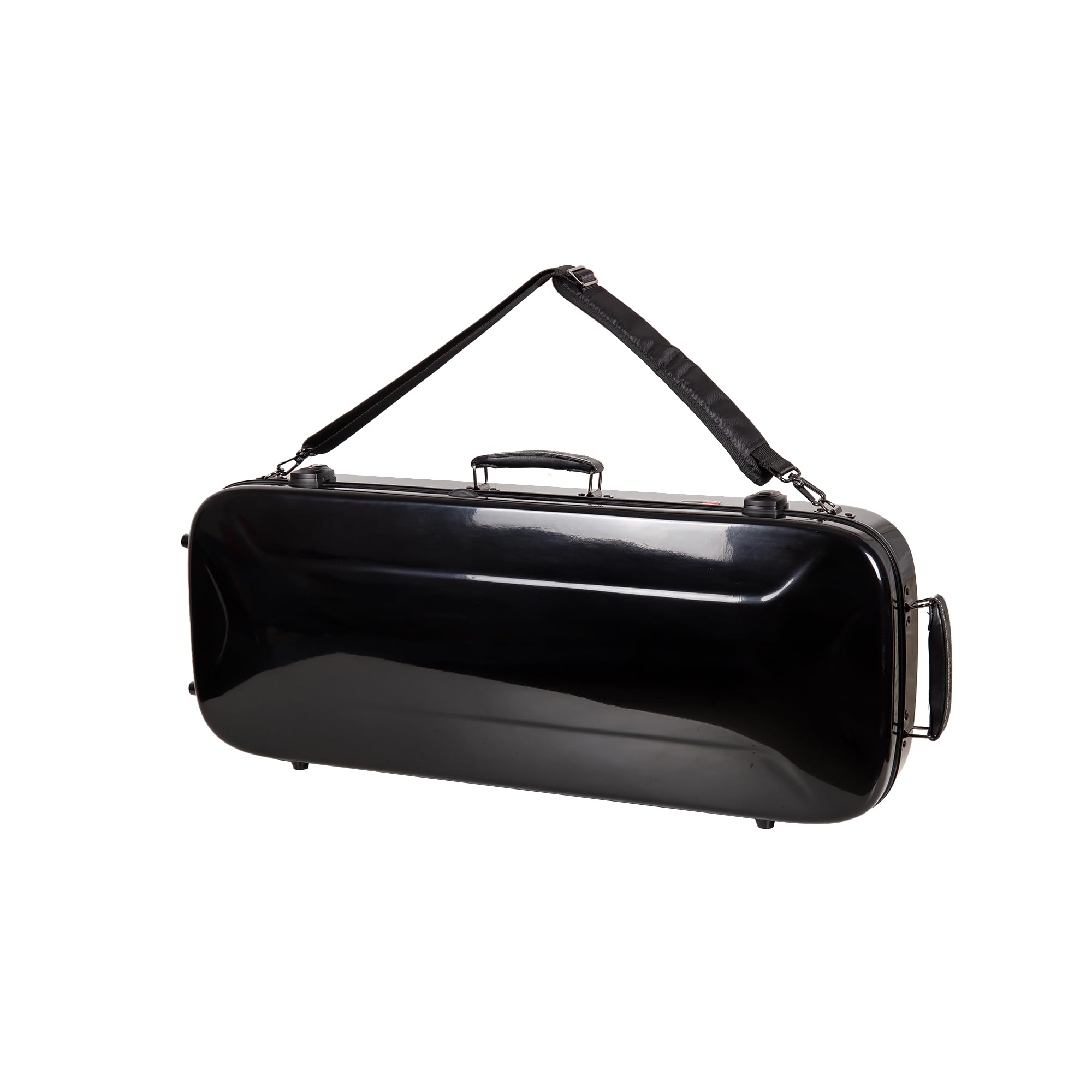 Crossrock Fiberglass Mandolin Case - Oblong For F-Style (Fits Gibson F5) | Black Gloss Finish, Forest Green Velvet, Tsa Lock, Hy